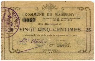 Francia 25 cent. Maissemy City - 1915