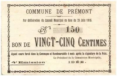 Francia 25 cent. Premont City - 1915