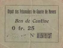 Francia 25 Centimes - Bon de cantine - D�p�t des prisonniers de guerre de Nevers