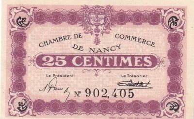Francia 25 centimes - Chambre de Commerce - Nancy