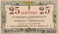 Francia 25 Centimes - Syndicats des commerciaux des Pyren&eacute;es-Orientales - 1918