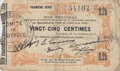 Francia 25 Centimes Fourmies City - 1915