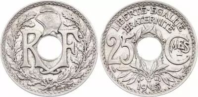 Francia 25 Centimes Lindauer - 1915 Underlined