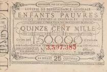 Francia 25 Centimes Loterie de Bienfaisance G�n�rale des Enfants Pauvres  - 1886 - VF - Chateauroux