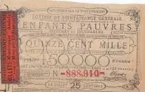 Francia 25 Centimes Loterie de Bienfaisance G�n�rale des Enfants Pauvres  - 1886 - VF - Chateauroux