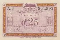 Francia 25 Centimes Regie des chemins de Fer - 1923 - Serial A.6