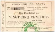 Francia 25 Centimes Roupy City - 1915