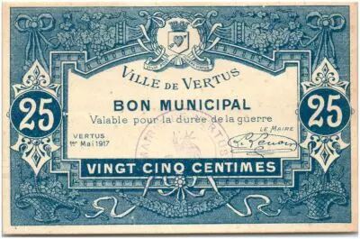 Francia 25 Centimes Vertus Verso Faut�
