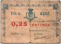 Francia 25 Centimes Wassy City - 1916
