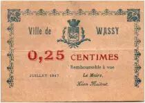 Francia 25 Centimes Wassy City - 1917