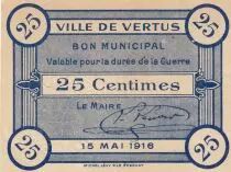 Francia 25 Cents - City of Vertus - 15-05-1916