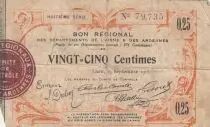 Francia 25 Cents - Laon - Regional Coupon  - 19-09-1915 - Fourth serial