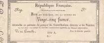 Francia 25 Francs - Bon au Porteur - An VII - exemplaire de comparaison