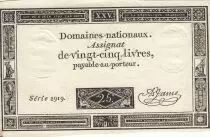 Francia 25 Livres - Black print - 06-06-1793 - Sign. Jame - Serial 2919