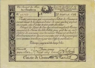 Francia 25 livres - Caisse de commerce - 1792