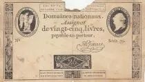 Francia 25 Livres- Black print - 06-06-1793 - Sign. Jame - Serial 79