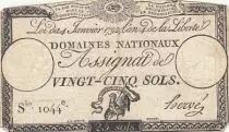 Francia 25 Sols - Coq - 04-01-1792 - Sign. Herv&eacute; - Serial 1044