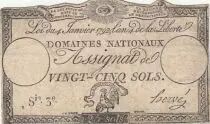 Francia 25 Sols - Coq - 04-01-1792 - Sign. Herv&eacute; - Serial 3
