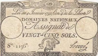 Francia 25 Sols - Rooster - 04-01-1792 - Sign. Herv� - Serial 1196