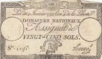 Francia 25 Sols - Rooster - 04-01-1792 - Sign. Herv&eacute; - Serial 1196
