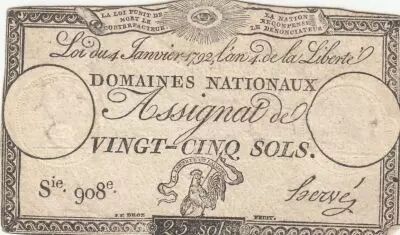 Francia 25 Sols - Rooster - 04-01-1792 - Sign. Herv� - Serial 908