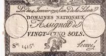 Francia 25 Sols - Rooster and eye  - 04-01-1792 - Sign. Herv&eacute; - Serial 1415 - P A.55