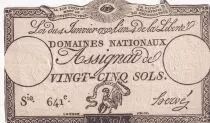 Francia 25 Sols - Rooster and eye  - 04-01-1792 - Sign. Herv&eacute; - Serial 641 - P. A.55