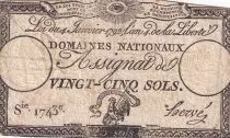 Francia 25 Sols - Rooster and eye (04-01-1792) - VF - Sign. Herv&eacute;