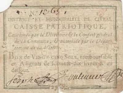 Francia 25 sols - Vienne - Civrai - Not founded - 1791
