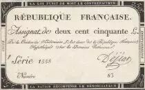 Francia 250 Livres - 7 Vendemiaire An II - 28.9.1793 - Sign. Dejian - Serial 1558