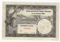 Francia 3 euros - 21th day of the Papier-Monnaie - 2003