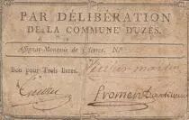 Francia 3 Livres - Gard - Commune de Uz&egrave;s - 1791