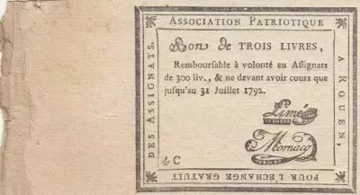 Francia 3 Livres - Seine-inf�rieure - Rouen - Patriotic association - 31-07-1792