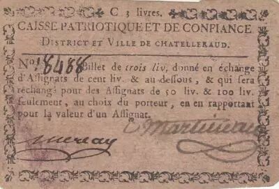 Francia 3 livres - Vienne - Chatelleraud - 1791