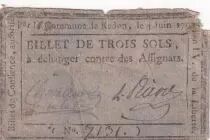 Francia 3 Sols - Ile et Vilaine - Commune de Redon - 04-06-1792