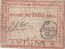 Francia 3 Sols - Ile et Vilaine - Commune de Rennes - 1792