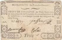 Francia 3 sous - Puy de d&ocirc;me - Municipality of Pont du ch&acirc;teau - 1792