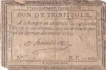 Francia 30 Sols - Calvados - Villers Bocage - Etablissement Patriotique - 1792 - Rare
