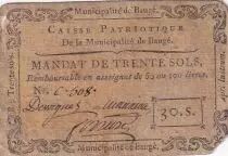 Francia 30 Sols - Maine et loire - Caisse Patriotique de Baug&eacute; - 11-04-1792