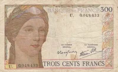 Francia 300 Francs Ceres - 09-02-1939  - Serial U.