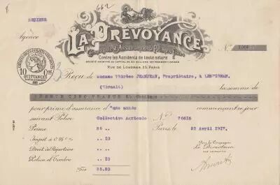 Francia 35.20 francs - Bank cheque receipt - La pr�voyance - 1917