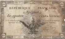 Francia 400 Livres 21-09-1792 - Sign. Gorsse - Serial 1753 - aF - P. A.73