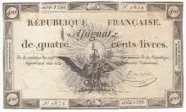 Francia 400 Livres 21-11-1792 - Sign. Rousseau Serial 1586 - VF