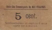 Francia 5 cent. Le Mas d\'Agenais Union des Commer&ccedil;ants