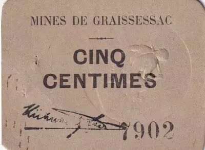 Francia 5 Centimes - Mines de Graissessac