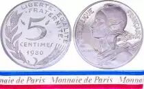 Francia 5 Centimes Marian Pi�fort 1980 - Silver