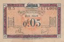 Francia 5 Centimes Regie des chemins de Fer - 1923 - Serial B.5 - VF - R.1