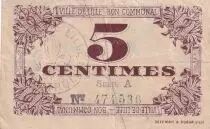 Francia 5 Cents - City of Lille - Bon communal - 31-10-1917