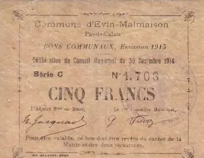 Francia 5 F Evin-Malmaison - 30/12/1914