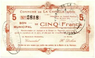 Francia 5 F La Capelle City - 1915